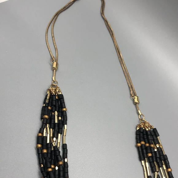 LOFT Black Wood and Gold Necklace - Picture 4 of 6